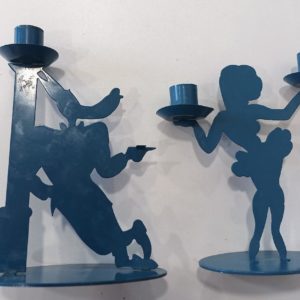 Deux bougeoirs en métal - Silhouettes personnages de Tex Avery