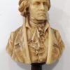 Ancien buste en cire de Beethoven sur piédouche bois