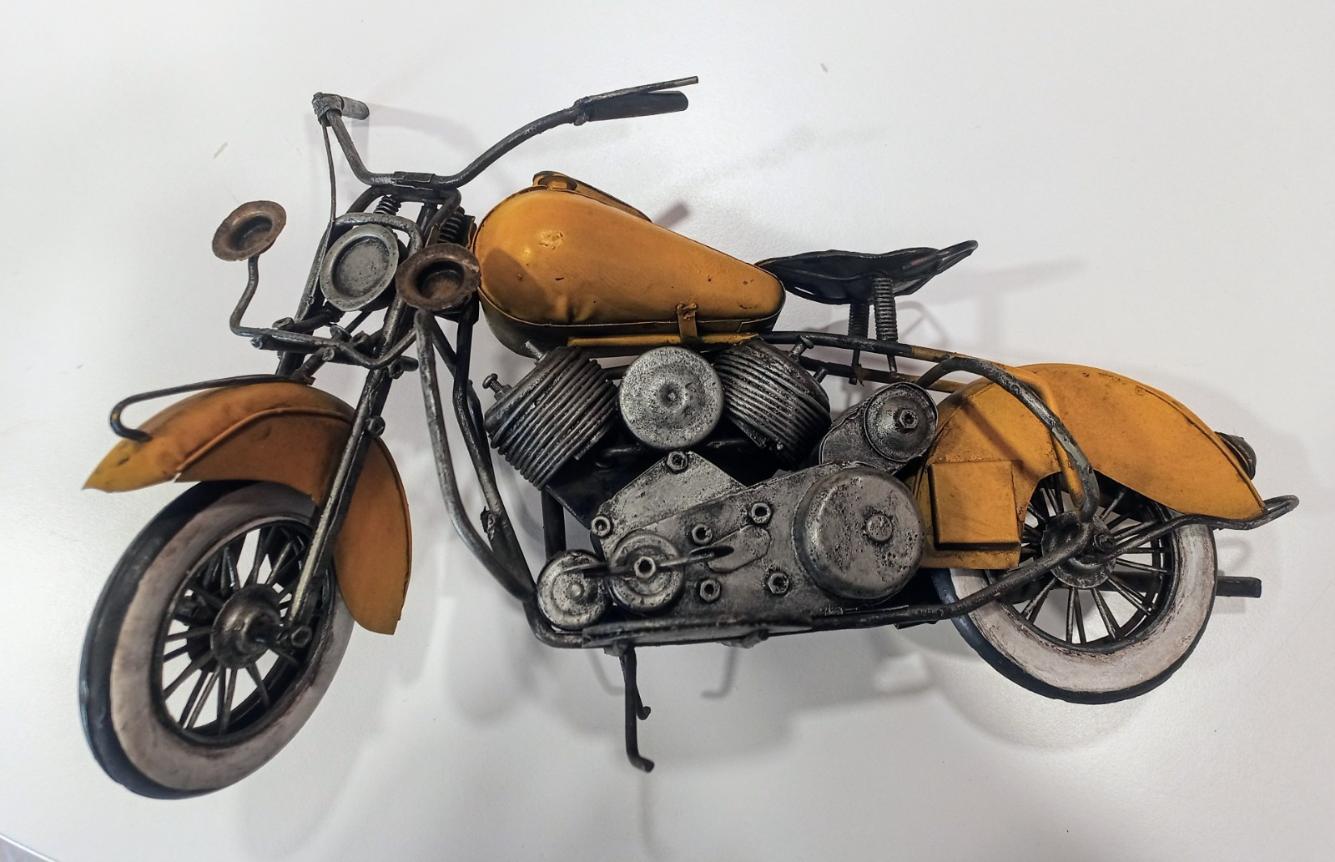 Réplique décorative en métal de moto - Moto jaune de collection