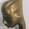 Femme africaine - Statue stylisée en laiton sur socle bois – Image 8