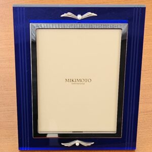 Cadre photo Mikimoto- Finition dorée et bleue avec accents perlés