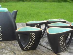 Service à thé ou café "triangle" - Terre cuite - Art déco