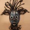 Masque en bois, métal et jute - Art tribal vintage