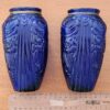 Paire de vases Art Déco - Motif de fleurs dépolies -  Par Julius Stolle pour Niemen Stolle, Pologne