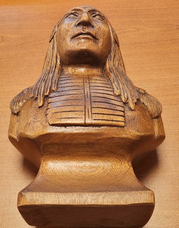 Buste de chef indien (Geronimo ?) - Bois massif sculpté – Image 7