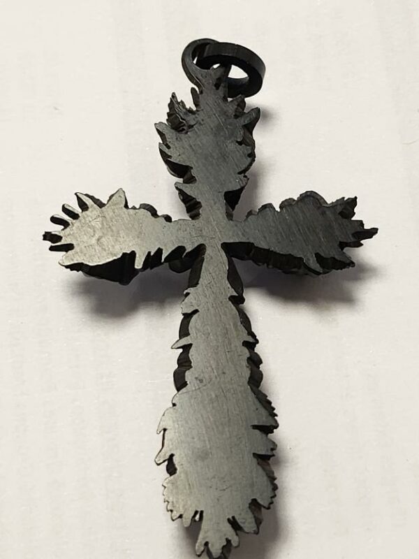 Pendentif croix de deuil - Crucifix victorien, jais, noir, sculpté à la main - Bijou de deuil – Image 6