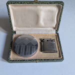 Coffret poudrier et briquet Art déco