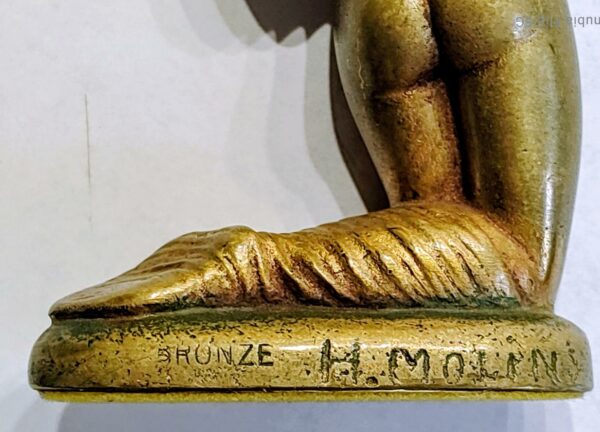 Statuette en bronze  signée H. MOLINS - Femme nue accroupie – Image 9