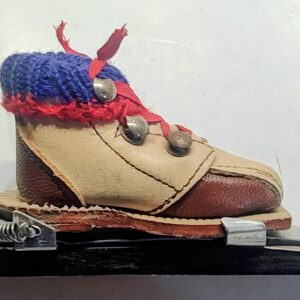 Thermomètre chaussure sur ski - Souvenir de Chamonix à accrocher - Bois, cuir, métal